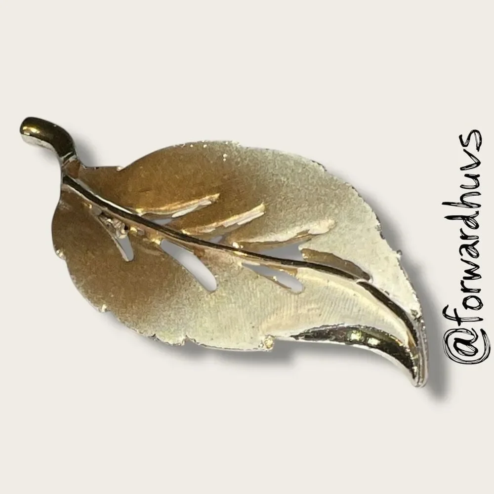 Bundle Sale 3 for $15 | Gold and Cream-Colored Leaf Brooch